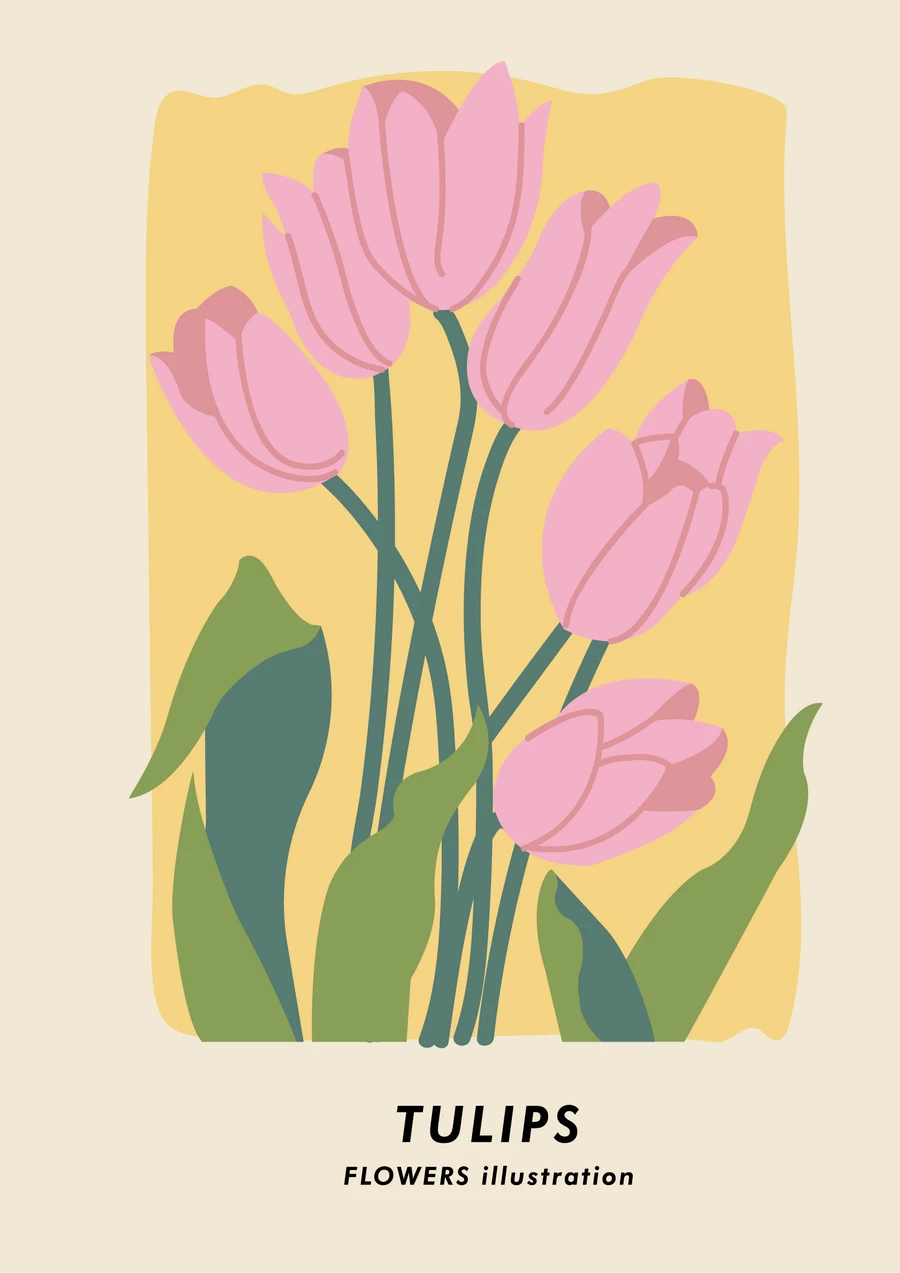 手绘小清新北欧花朵植物花卉插画海报封面画芯装饰AI矢量设计素材【013】